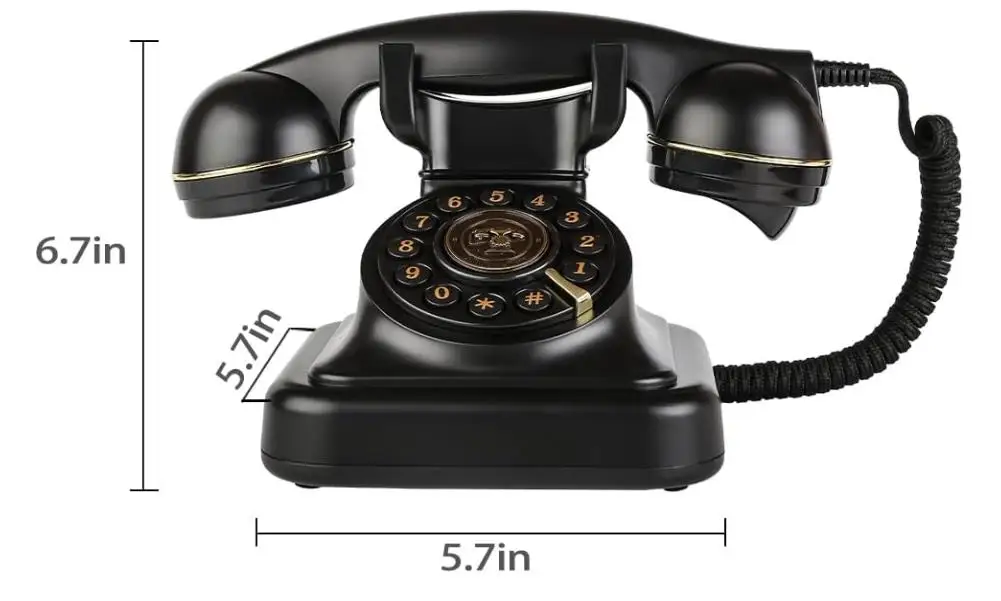 Retro Landline Telephone Classic Rotary Design Old Fashioned Corded Desk Phone for Home and Office