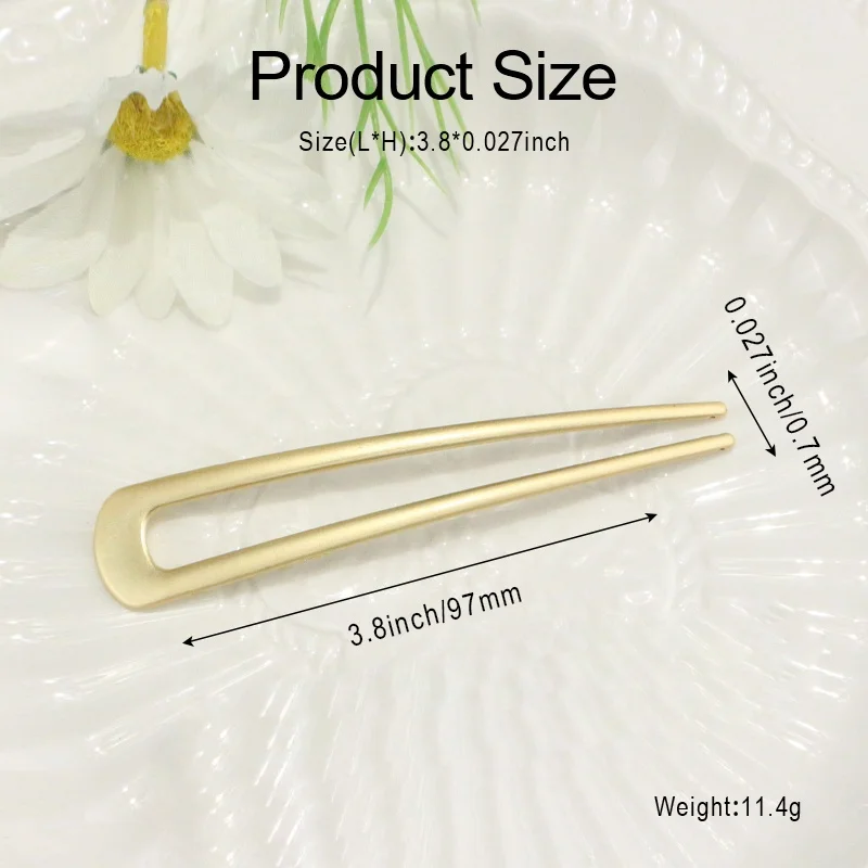 French Vintage Two-piece Long Hair Clips Metal Hair Clips  Automatic Spring Hair Clips