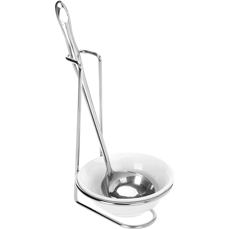 Ladle Spoon Rest Stainless Steel Holder-Lid Stand for
