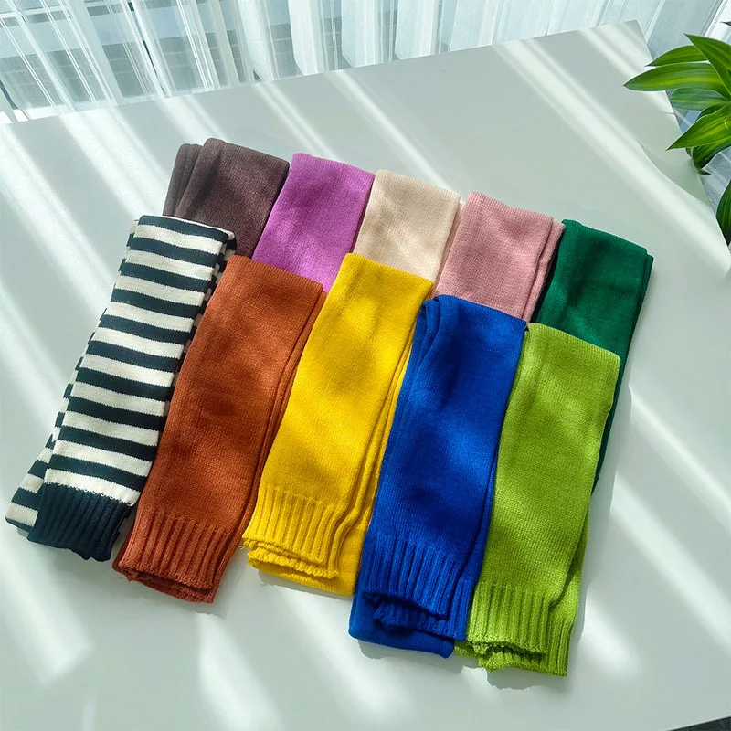 Оптовая продажа 2022 осенний однотонный вязаный теплый детский шарф для