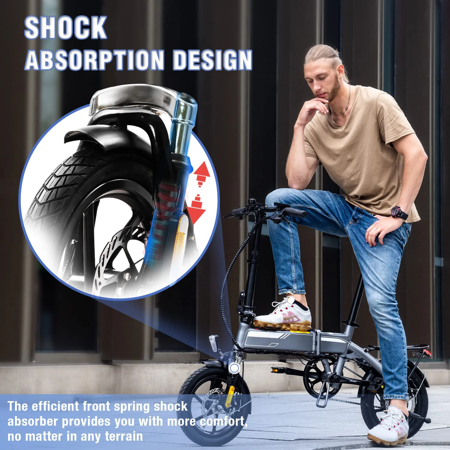 Pedal assist ebike customized 14 inch electronic folding bikes for Cycling tours 250w PAS E-Bike