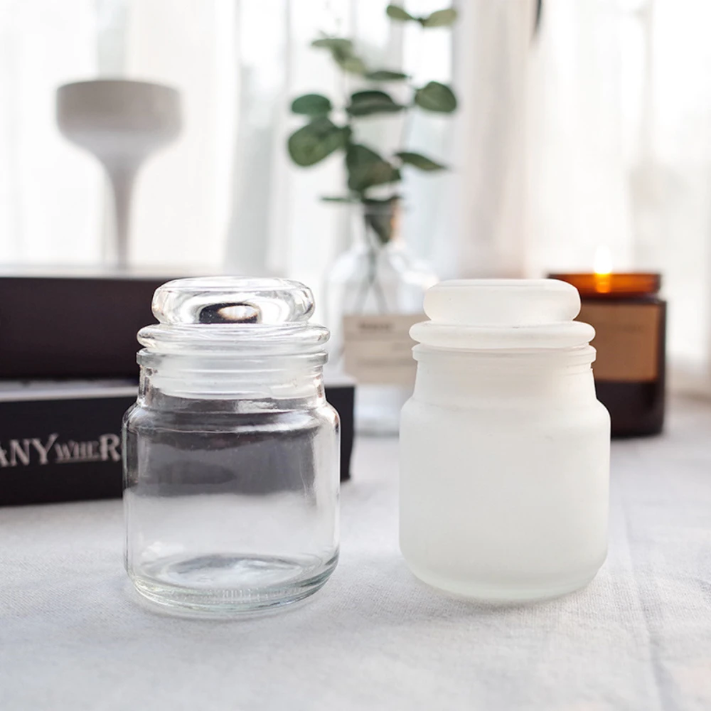 Luxury Glass Candle Jar with Mushroom Lid Tea Storage Gifts DIY Polished Cup Making Scented Candles Customizable Candle Jar
