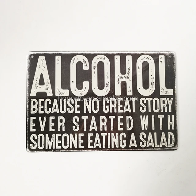 Promotional alcohol one side printed retro metal poster at bars