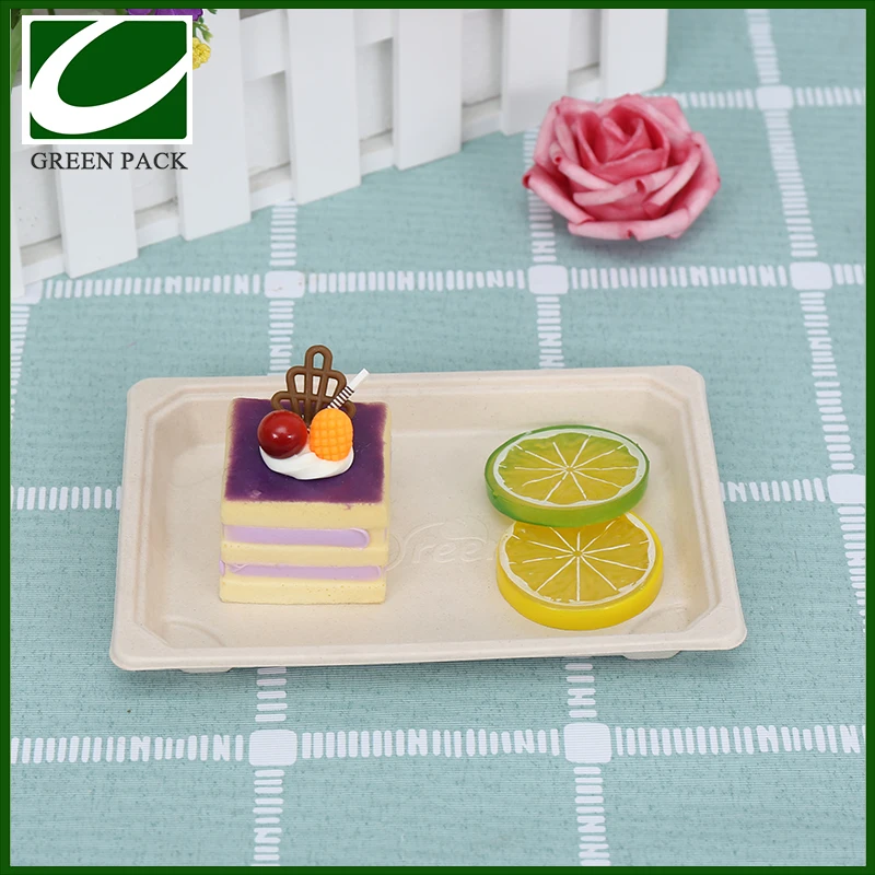 Fresh Natural Pulp Sugarcane Bagasse Biodegradable Pulp Sushi Tray With Anti-Fog Lid