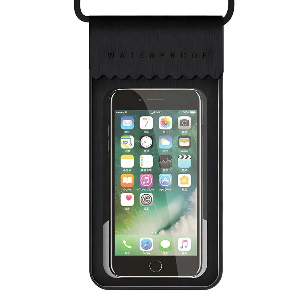 Black 2 Layer Seal Waterproof Phone Case IPX8 Underwater 30m Double Folded Waterproof Mobile Phone Bag Pouch