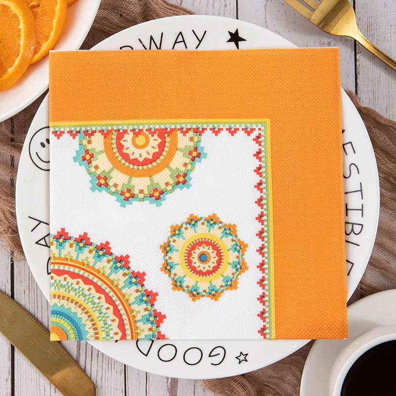 Floral design paper napkins for wedding party banquet decor 100% raw wood pulp cocktail paper towels