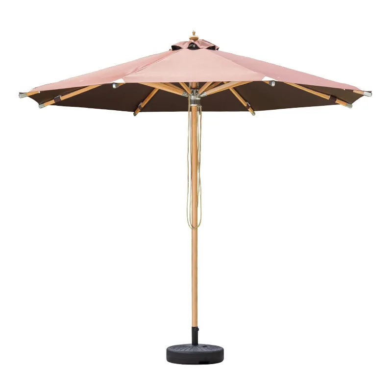 Wholesale outdoor wooden garden Cafe courtyard parasol Breathable light easy to install parasol