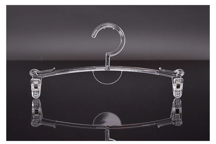 custom design Economical eco-friendly PS material transparent plastic hanger for underwear with clip