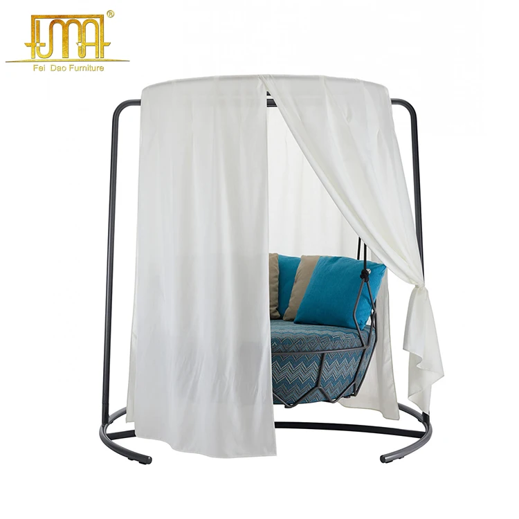 Outdoor Garden Aluminum Frame Single Hanging Round Swing Bed
