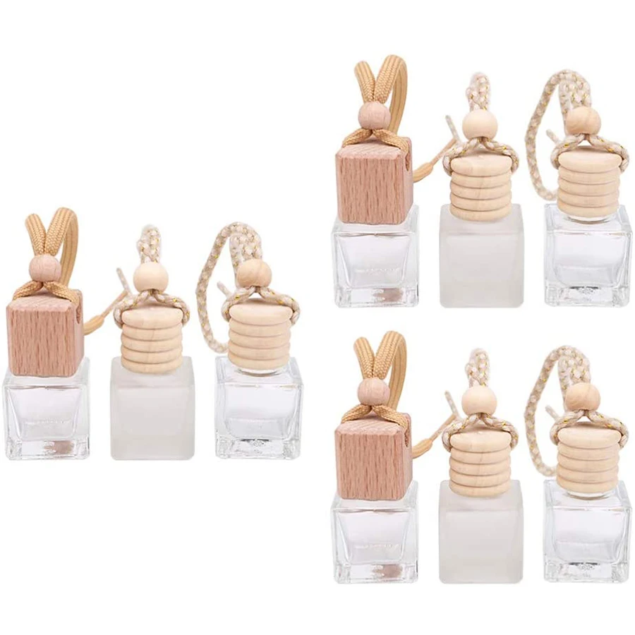 Decor Accessory Refillable Car Aromatherapy Essential Oil Scent Diffuser Hanging Glass Bottle for Car Home