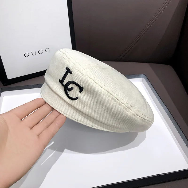 
Hot sale thin painter hat men ins brand British retro Joker octagonal hat letter ladies beret 