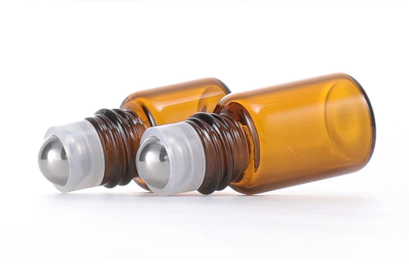small essential oil1 ml 2 ml 3 ml  1ml 2ml 3ml 4ml 5ml clear blue amber mini glass roll on bottle with metal roller ball and cap