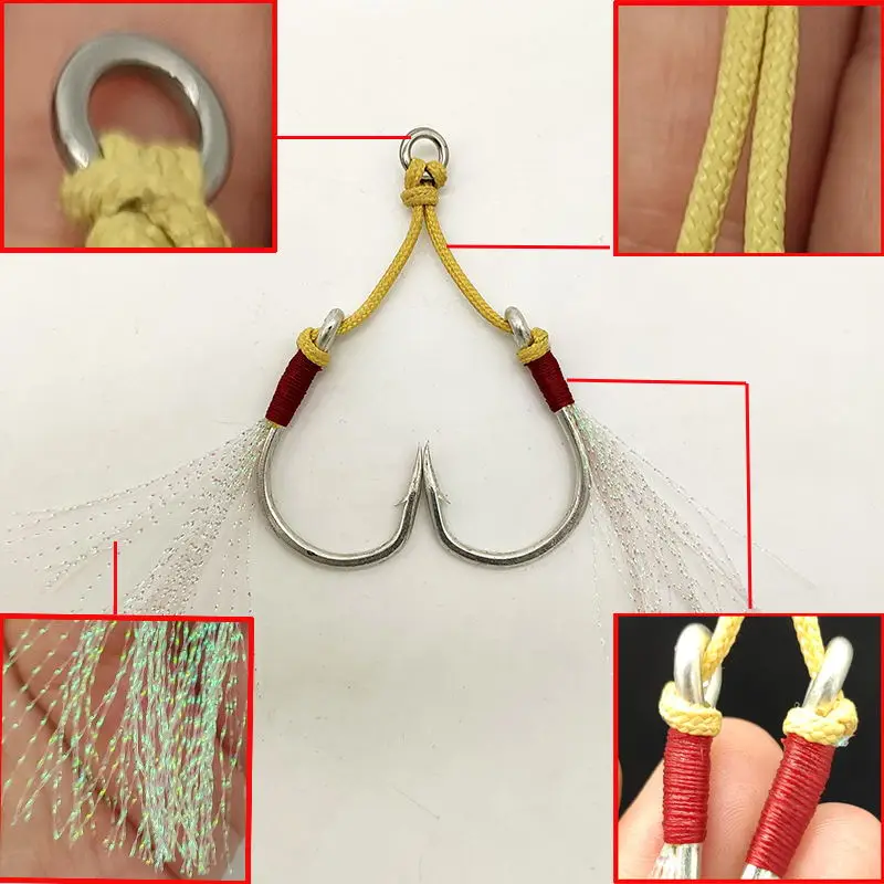 High quality saltwater fishing jig hook slow jigging double assist sea fishing hooks