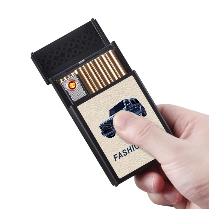 Классический дизайн 2 в 1 Пользовательский логотип с подогревом катушки Зажигалка Портсигар TYPE-C зарядкой