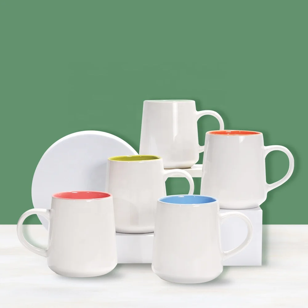 Sublimation 325Ml Gold Rim Enamel Blank Glass Ceramic Cup Mug