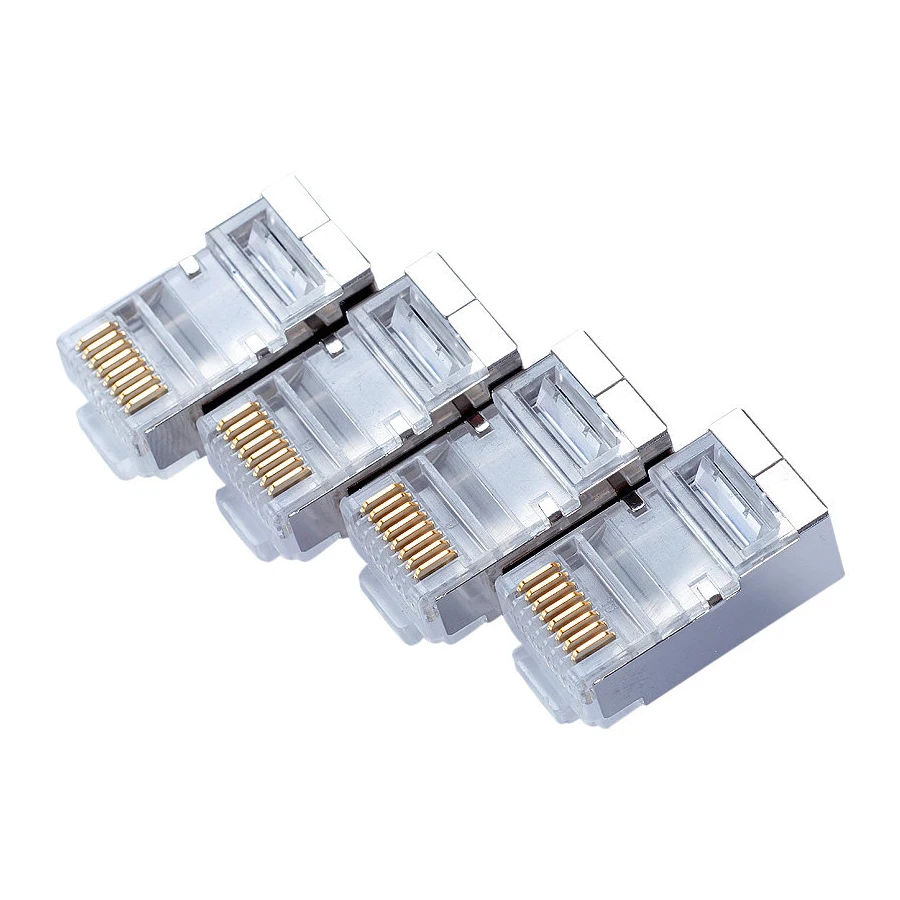 Telephone connector RJ11 6P2C UTP modular plug with right-left clip keystone jacket
