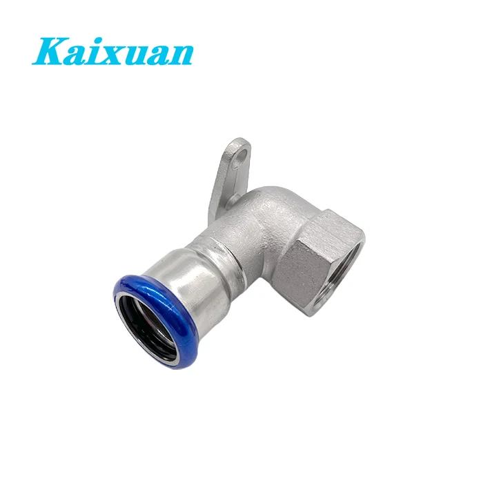 Factory Direct Sales & Free Sample stainless steel 304 press pipe fittings 90 degree short female elbow with wall plate Inox
