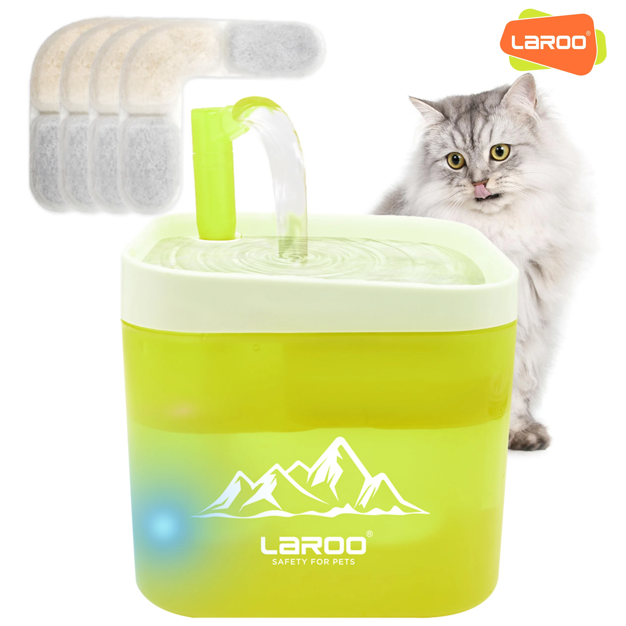 LaRoo US/UK/EU Warehouse 2L pet Water Fountain Dispenser with Sensor for pet cats Drinking water bpwl Automatic Feeder Filter
