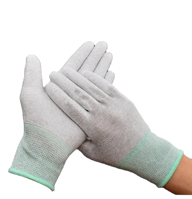 Make in China ESD Nylon White PU Finger Coating Top Fit Glove