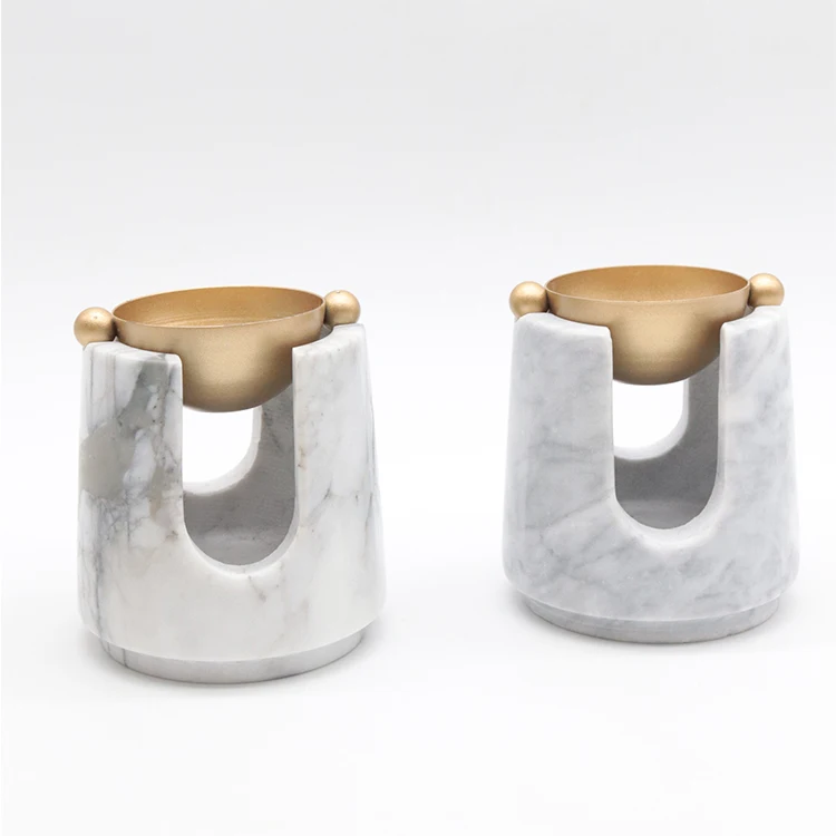 NEWELL Luxury Nordic Marble Essential Oil Burner With Solid Brass Top Fragrance Diffuser Room Aromatherapy For Home