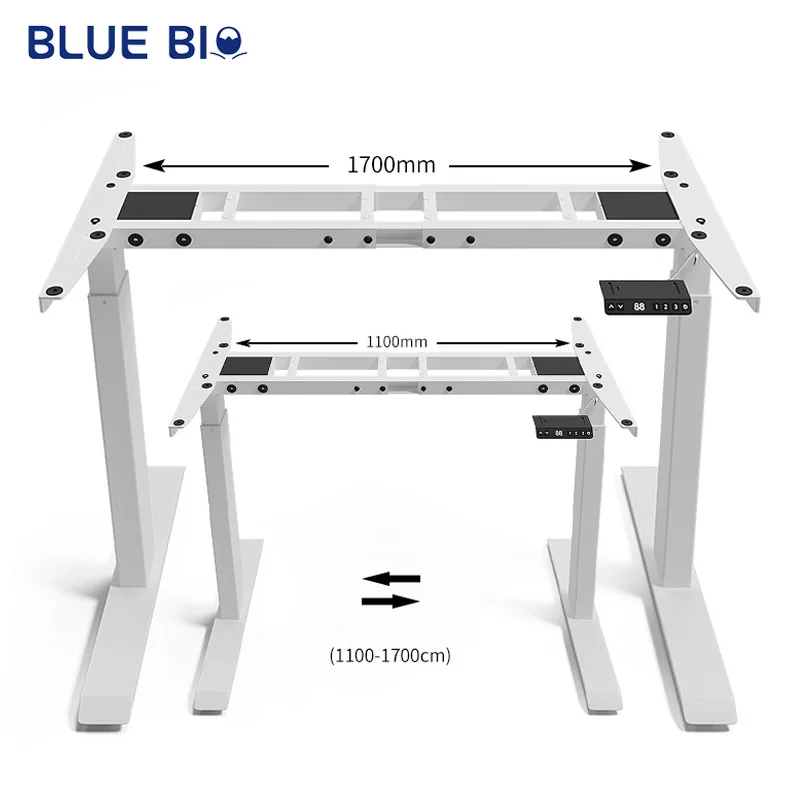Luxury Electric Single Motor Sit Standing Computer Desk White Frame Adjustable Height Desk For Office Table