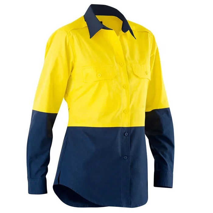 
Custom made hi vis cotton polo long sleeve shirt professional workwear 