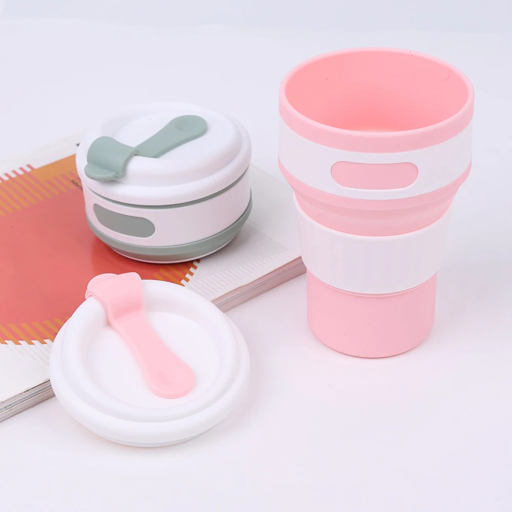 New Product Idea 2024 Eco-friendly Portable Foldable Reusable Collapsible Coffee Cup Drinking 350ml Travel Silicone Coffee Mug