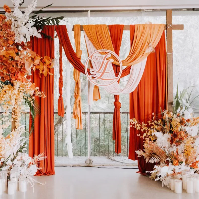 Customized Size Colored Gauze Curtain Party Wedding Celllng Decoratlon Lawn Wedding Backdrop Curtain Stage Decor