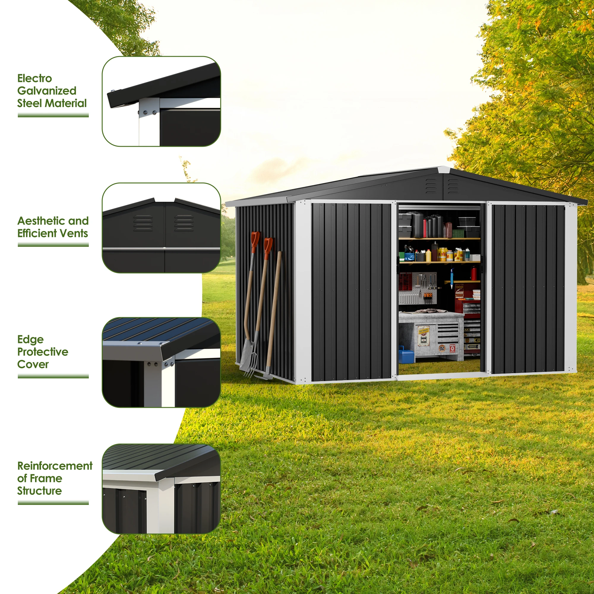 Outdoor 6*8ft Garden Utility Tool Storage Shed Metal Outside Storage Metal Shed