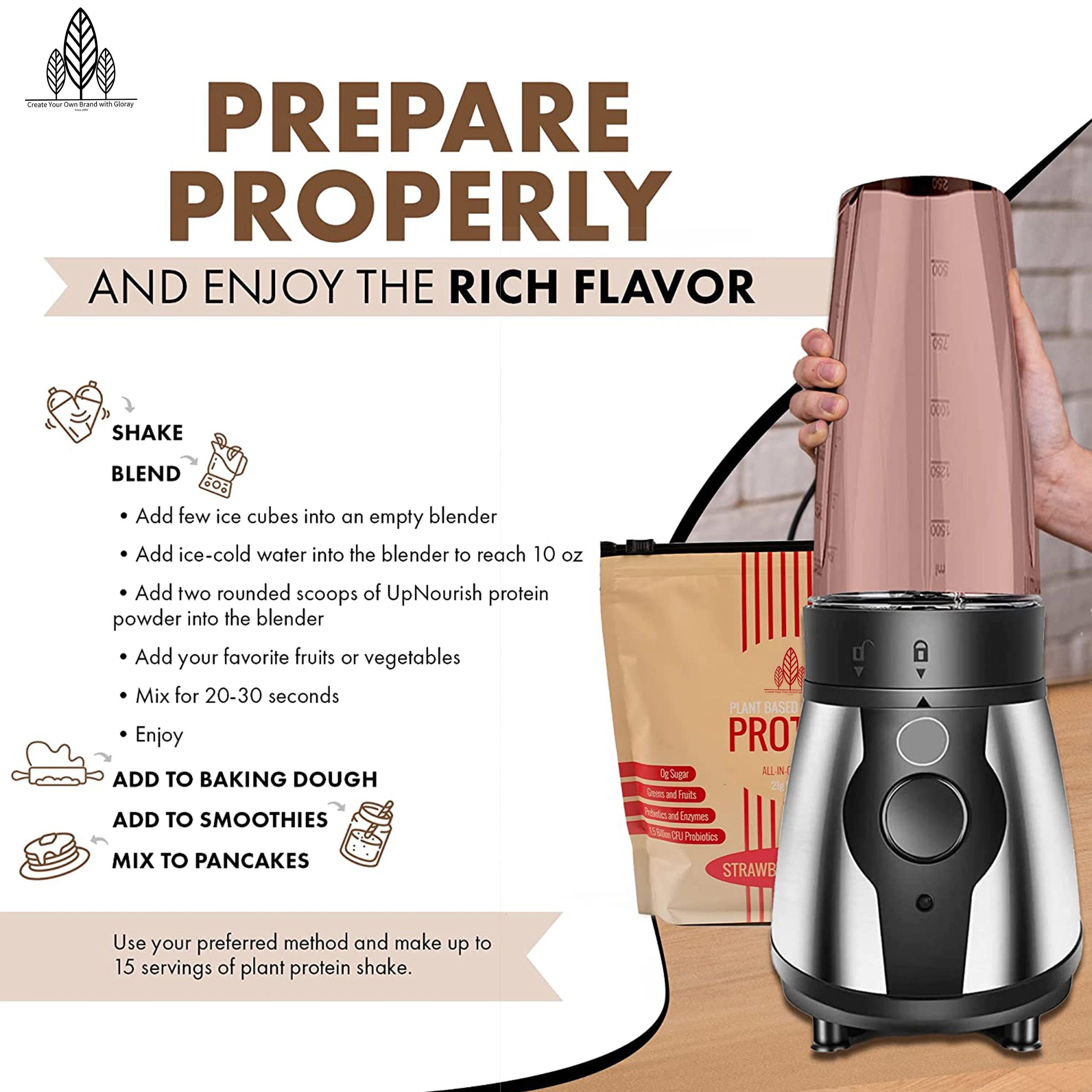 Plant Based Protein Shake Strawberry Banana Dairy Free Protein Powder Vegan Meal Replacement Shake Rice & Pea Protein Low Carb