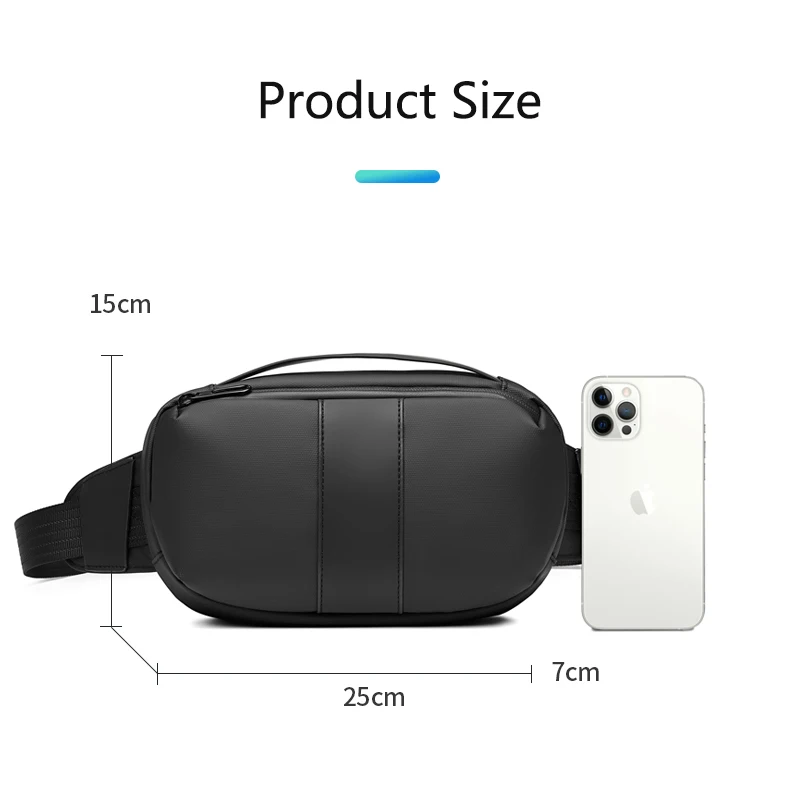 2023 Black pu leather waist bag for men with waterproof zips belt bag for men waist waist bag men