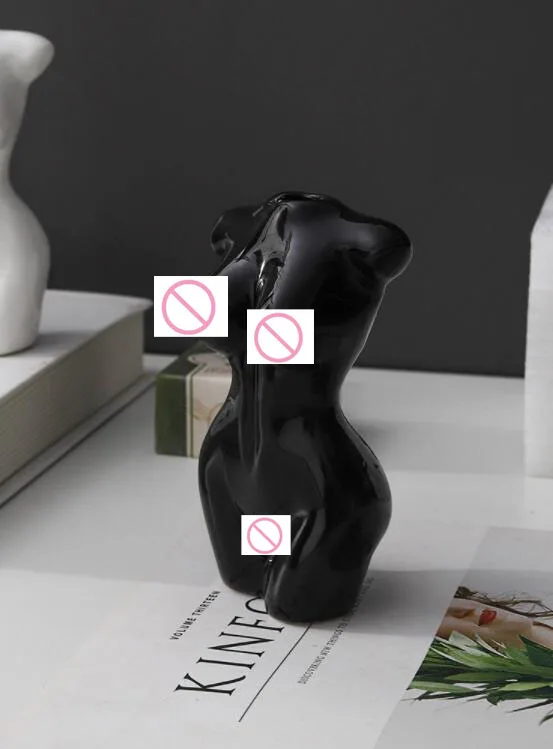 Нордическая Современная Обнаженная Женская Керамическая Ваза черного и белого цвета для украшения дома ваза цветов домашний декор тела