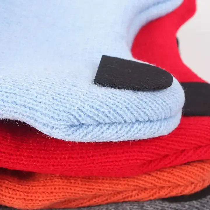 Wholesale Winter Funny Children Baby Hats Embroidery Cat Ears Beanie Knitted Kids Hat