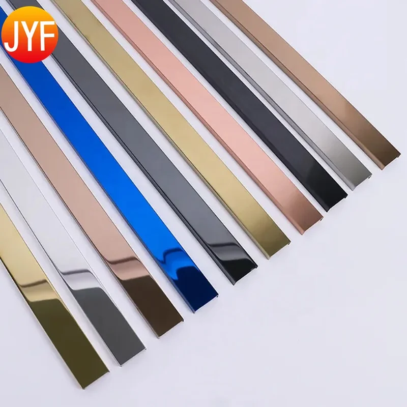H009 Anti Rust gold Trim 304 316 Stainless Steel Flat Tile Trim Ceramic Tile Strips for Wall Ceiling flat Decoration line
