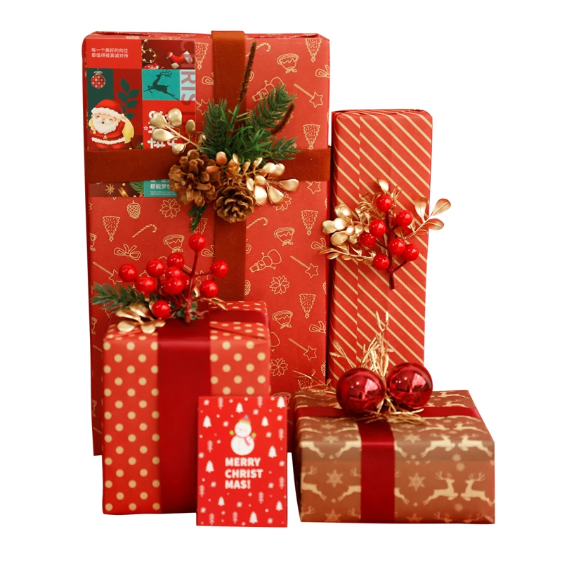 High Quality Gift Bouquet Wrap Material Customized Christmas Snowman Kraft Wrapping Paper