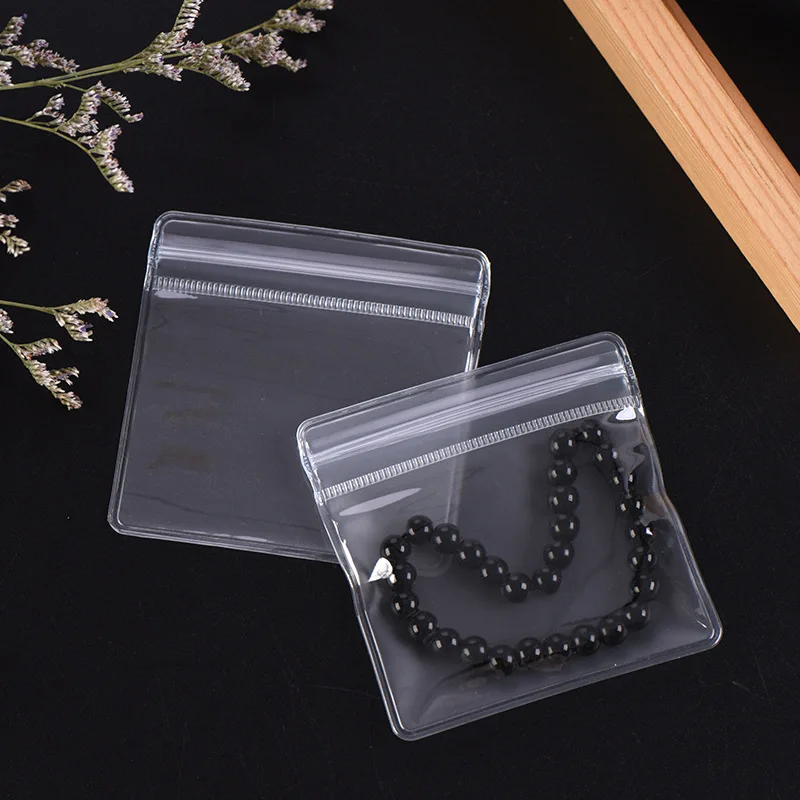 Custom Jewelry Packaging Bag Biodegradable PVC Clear Mini Zipper Pouch Jewelry Necklace Zipper Bag