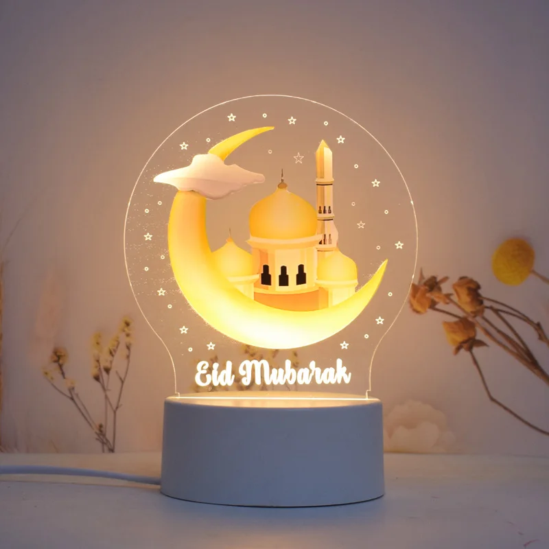 Islamic gifts antique imitation crafts EID mubarak ramadan decorations muslim acrylic LED night lights islamic home decor