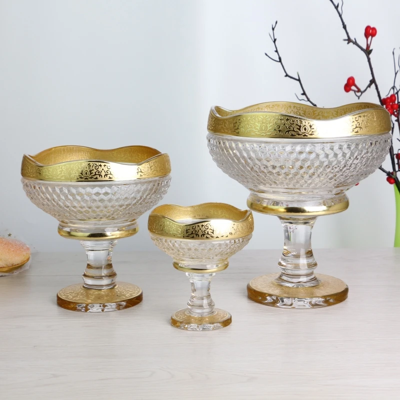 Good Quality Uzbekistan Popular Style 1+2+6 Set Crystal Bohemia Glass Bowl Series