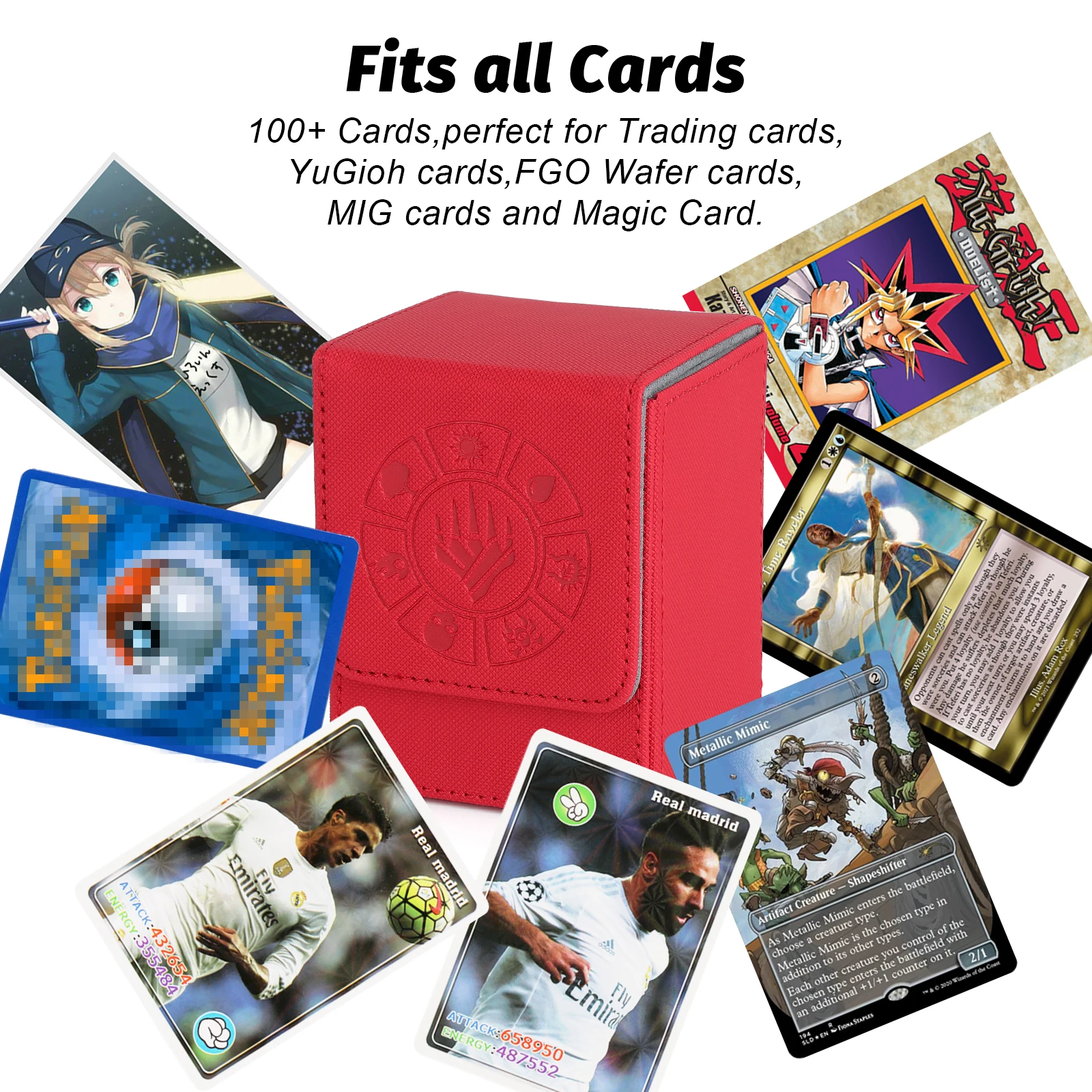 Factory PU Leather Double Side-Loading Card Deck Case Box Board Game Card Sleeve Holder Box