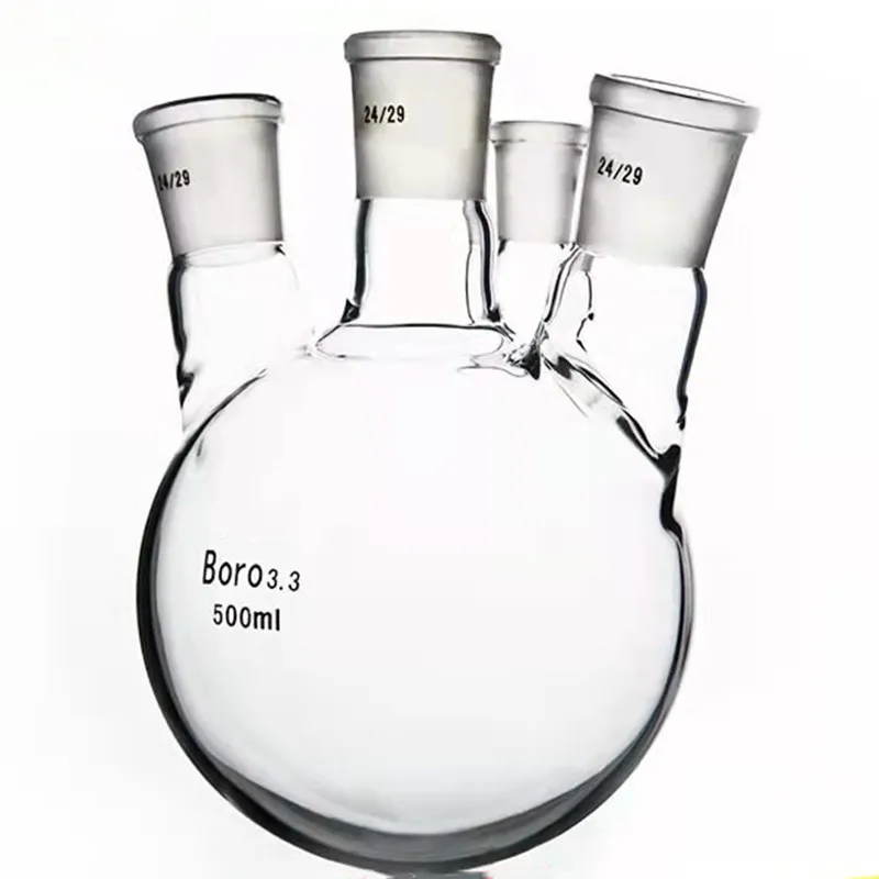 Quartz Glass Boiling Steam Distillation Laboratory 24/40 45/40 4 Neck Round Bottom Glass Boiling Flask