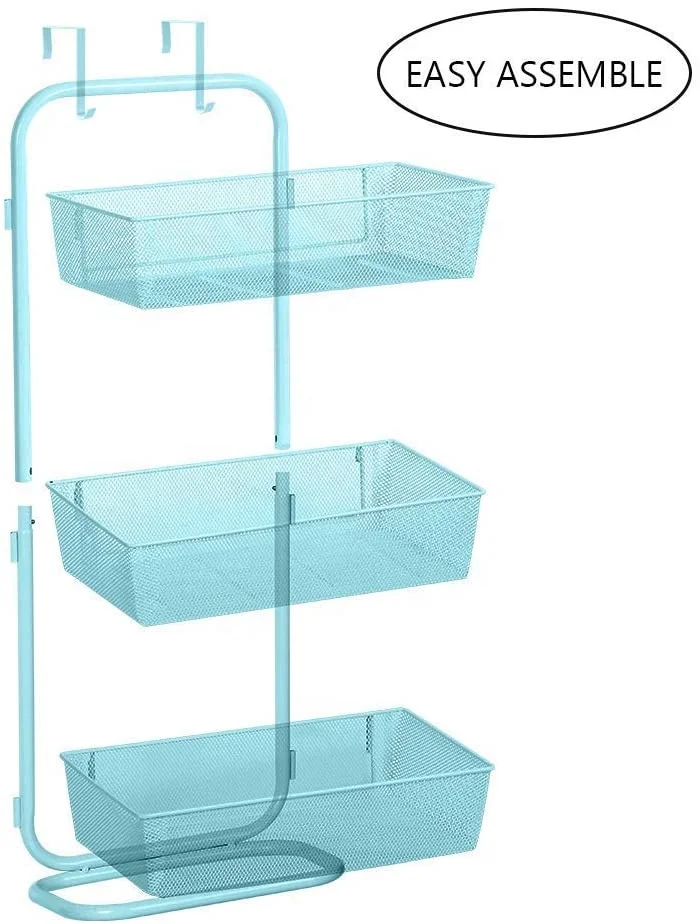 Over the Door Metal Organizer 3-Tier Hanging and Free Standing Mesh Storage Basket Rack Shelf for Kitchen