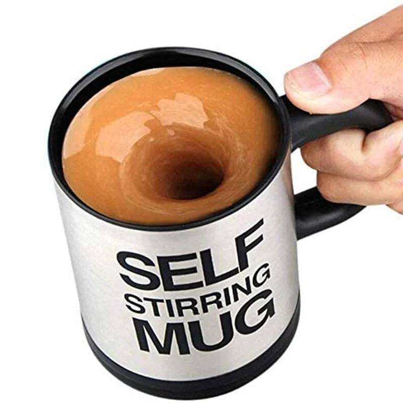 custom logo black automatic self stirring coffee mug 6 color