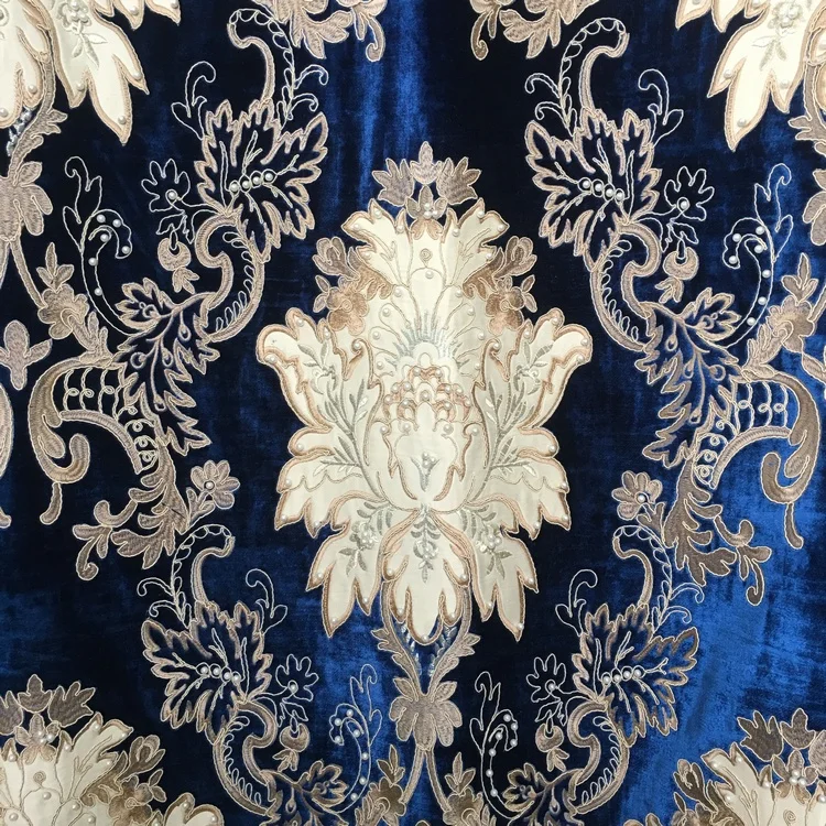 High Quality 100% Polyester Fabric Embroidery Beaded Moroccan Sheer Embroidered Fabric