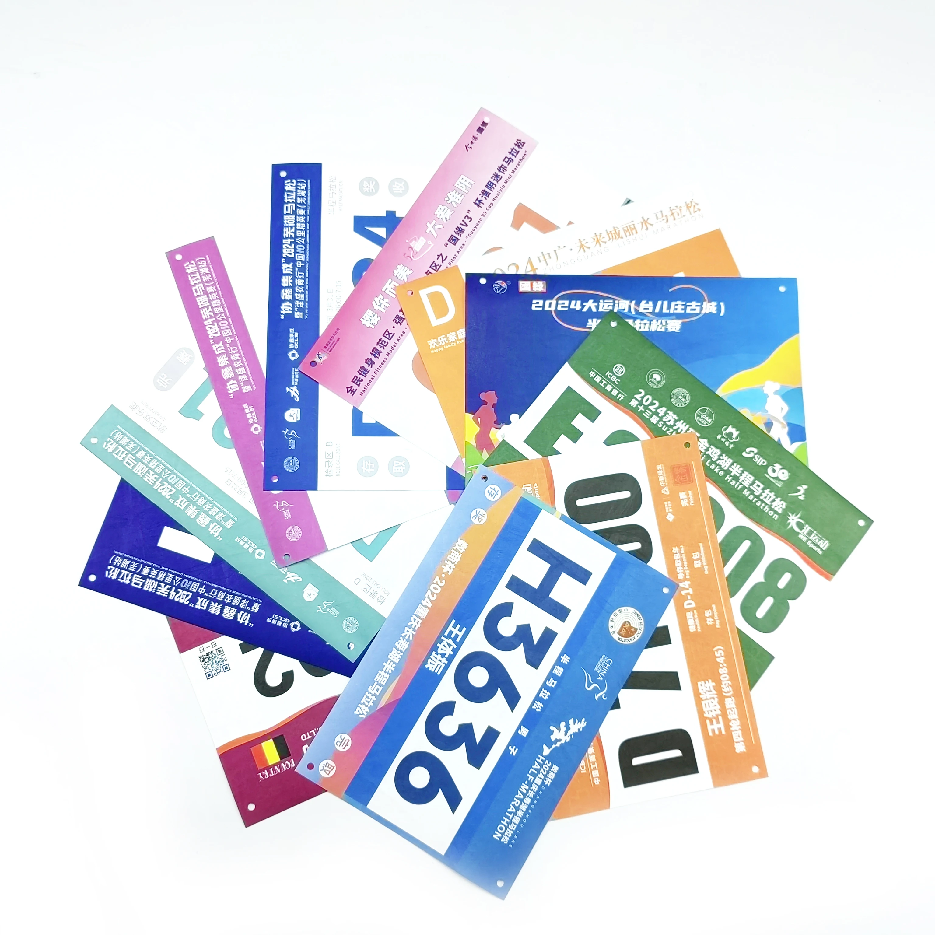 Hot New Customized Running Bibs Full Color Printing Tyvek Paper Running Numbers Waterproof Paper Running Bibs for Marathons