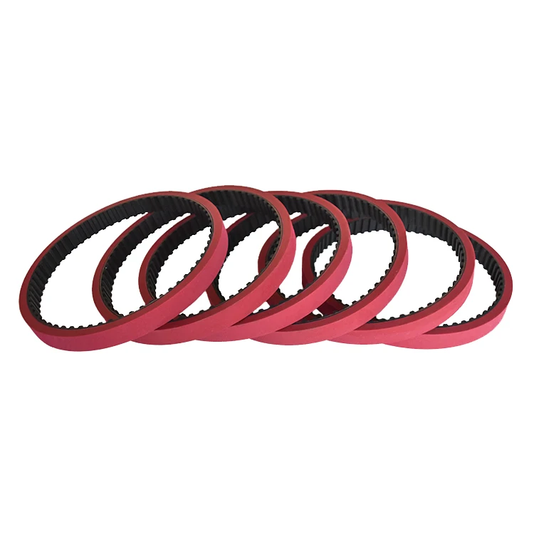 Professional customized high quality Seamless T10 red rubber coating timing belt for pulling filim machine