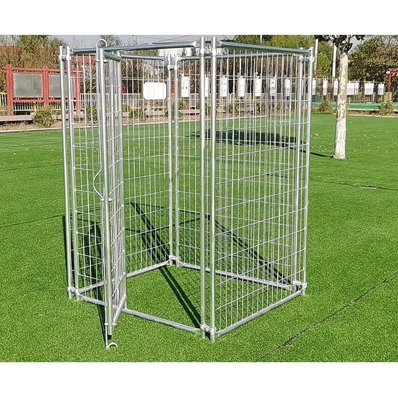 High Standard Metal Dog Kennel with Top Cover 1.5x1.5x1.8m Folded Dog House Large Steel Wire Mesh Dog Cage House