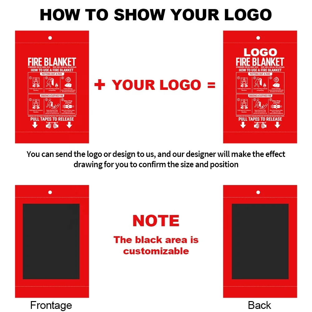 1m x 1m Flame Retardant Safety Fireproof Fiberglass Emergency Fire Blanket for Home Kitchen