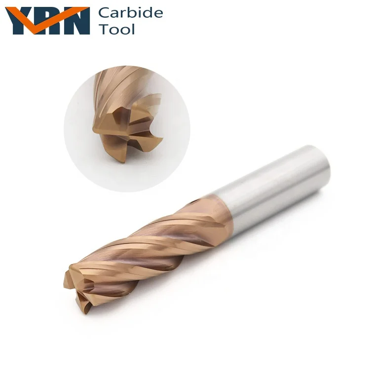YRN 4F-D4x50mm Tungsten Carbide End Mill High Quality HRC55 Corner Radius Milling Cutter