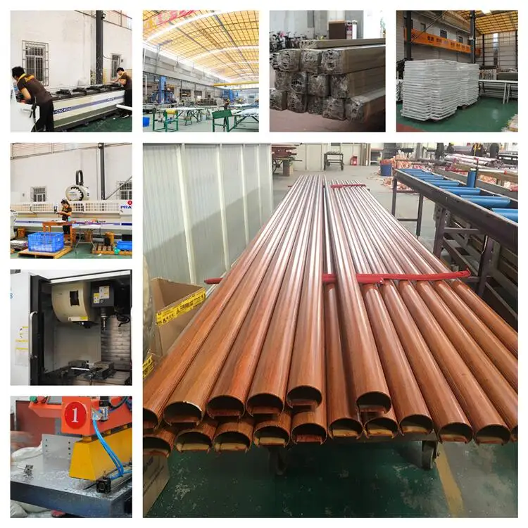OEM 6063 powder coated wood grain balustrade railing handrail extruded aluminum section profile for balcony glass