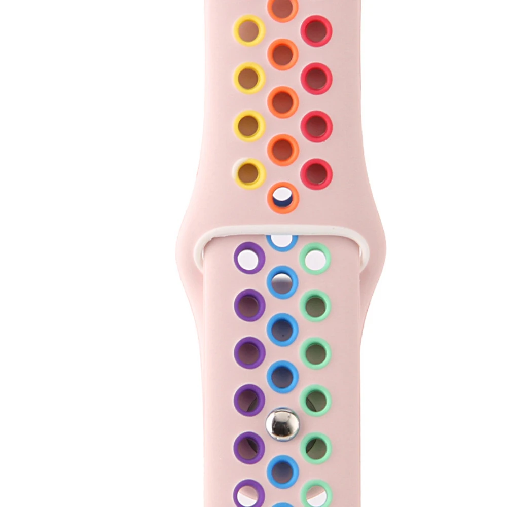 Радужный силиконовый ремешок для Apple Watch черный серия 6 белый спортивный iwatch серий